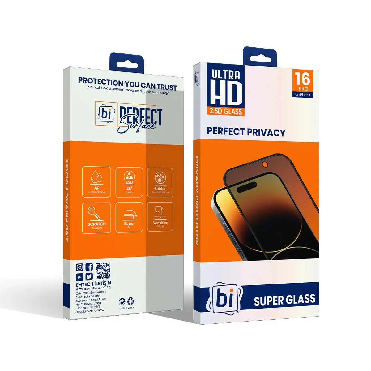 Bİ 2,5D PRIVACY SUPER GLASS IPHONE 17/16 PRO EKRAN KORUYUCU