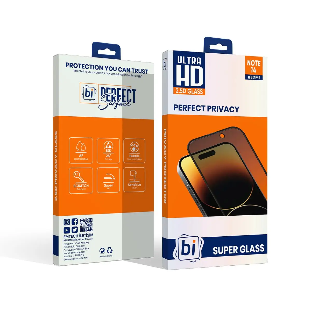 Bİ 2,5D PRIVACY SUPER GLASS REDMI NOTE 14 EKRAN KORUYUCU