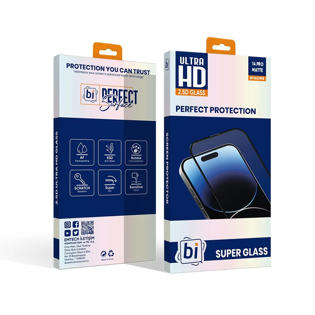 Bİ 2,5D SUPER GLASS MAT IPHONE 14 PRO EKRAN KORUYUCU
