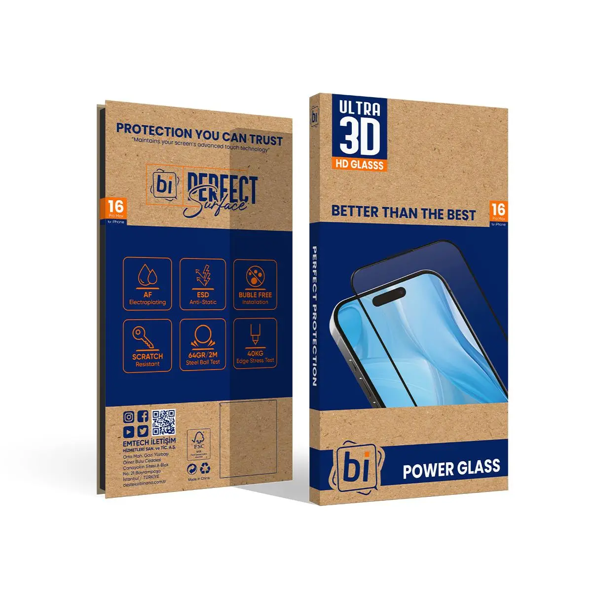 Bİ 3D POWER GLASS IPHONE 16 PRO MAX EKRAN KORUYUCU
