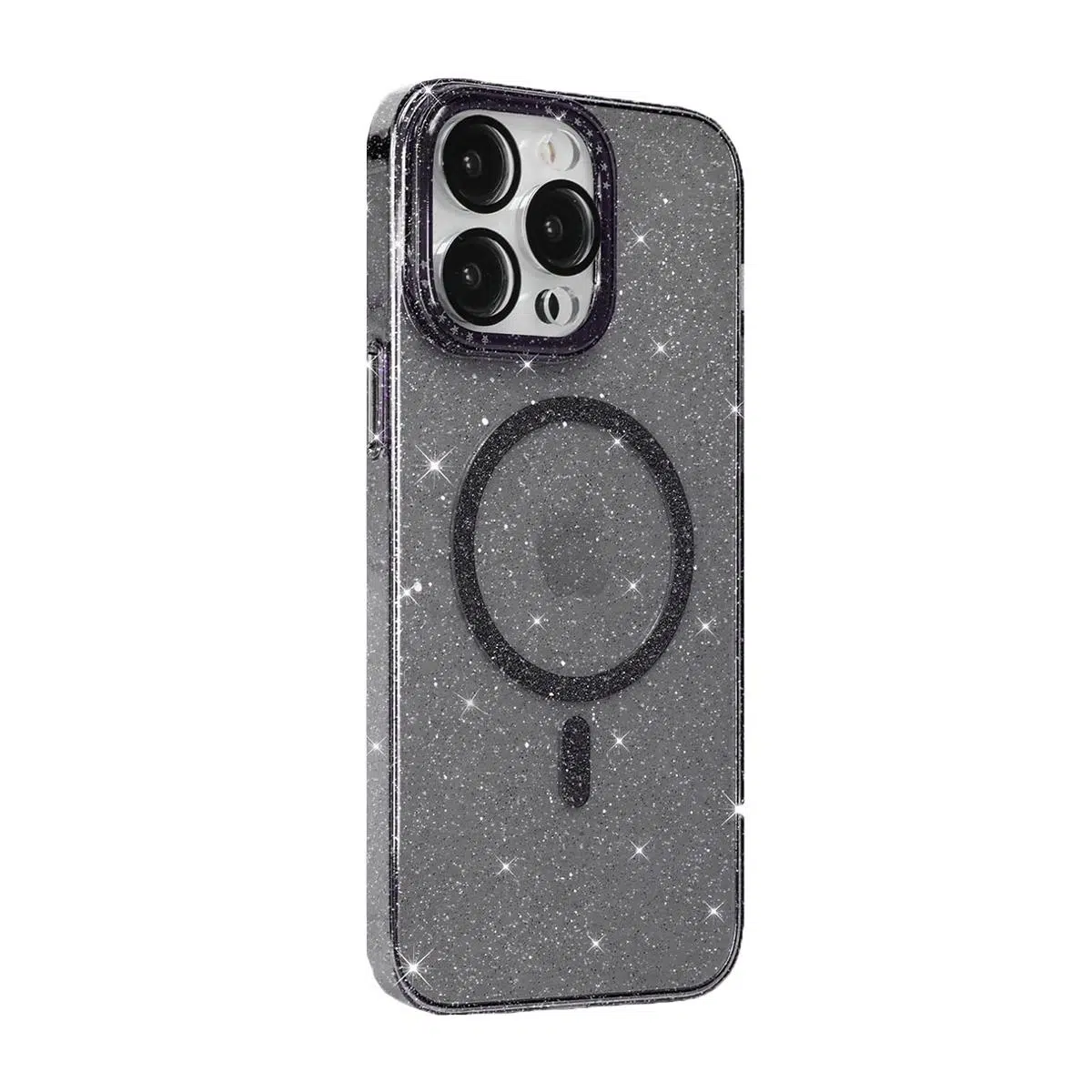 BİKAPAK MAGFIT IPHONE 15 PRO MAX YALDIZLI SİYAH KAPAK