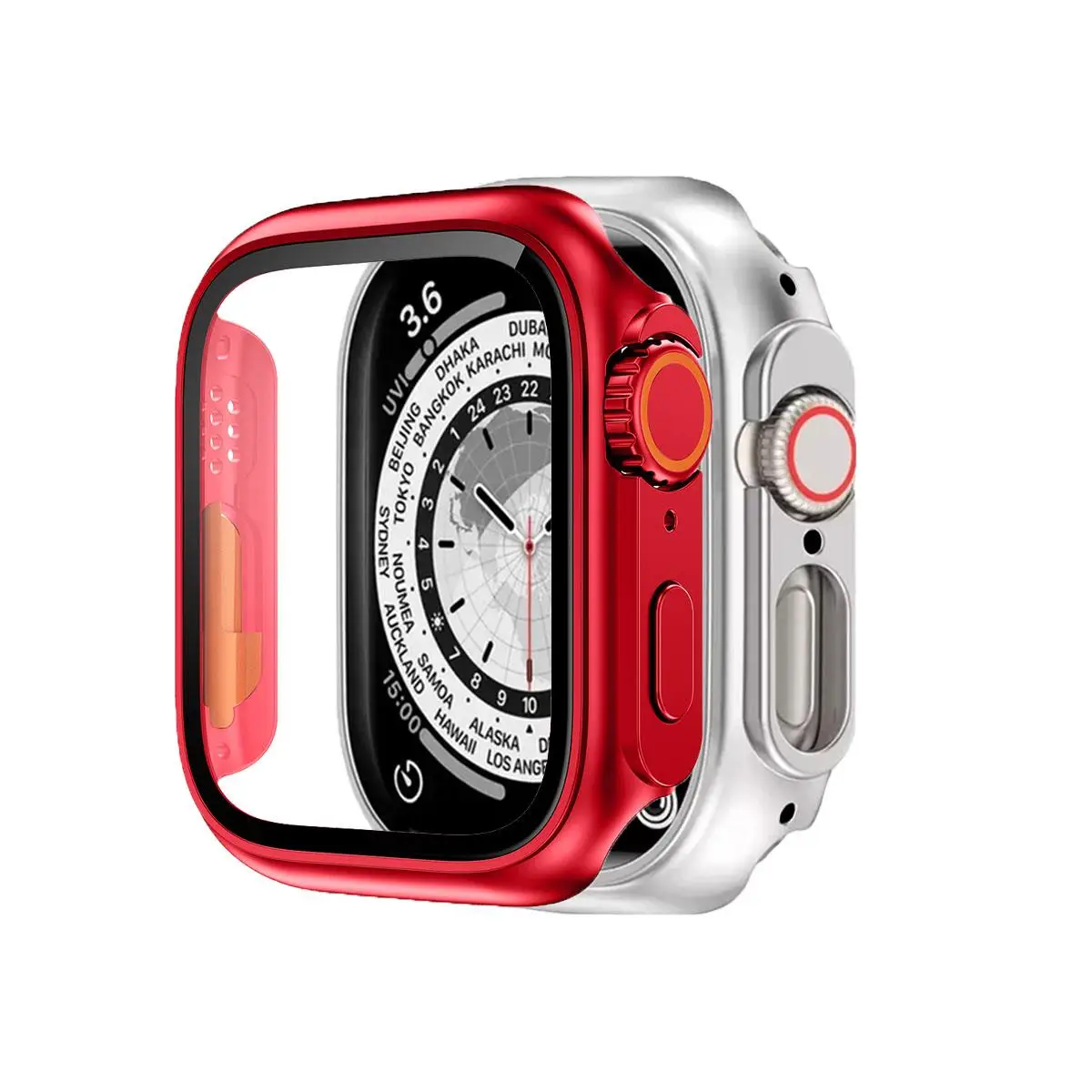 BİNANO APPLE WATCH 42MM ULTRA DÖNÜŞTÜRÜCÜ KIRMIZI KASA VE EKRAN KORUYUCU