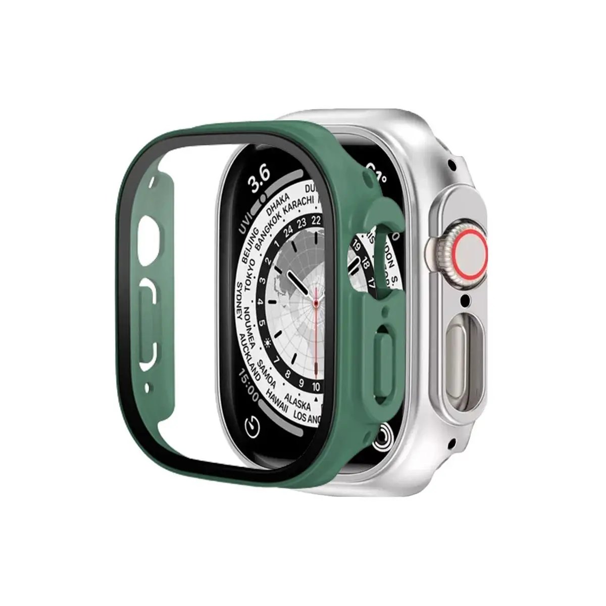 BİNANO APPLE WATCH ULTRA SENSE KASA VE EKRAN KORUYUCU KOYU YEŞİL