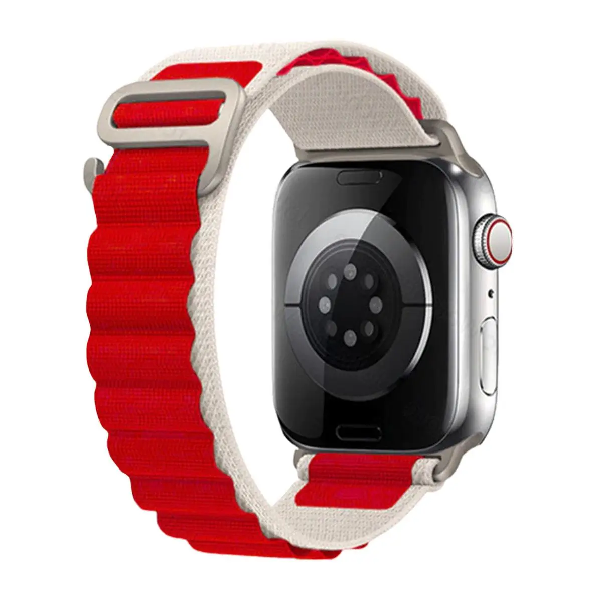 E2M APPLE WATCH 38-40-41MM KRD-26 ALPINE ÇİFT RENKLİ KIRMIZI KORDON