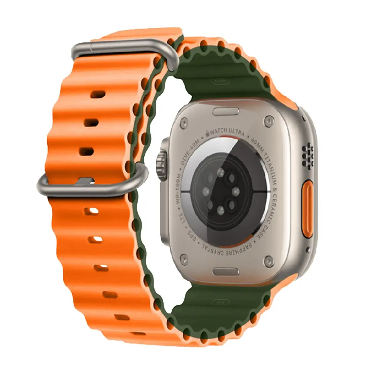 E2M APPLE WATCH 38-40-41MM KRD-28 OCEAN ÇİFT RENKLİ TURUNCU KORDON