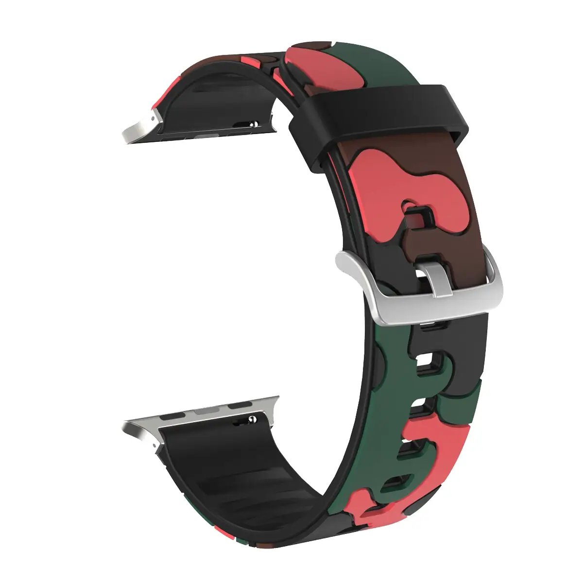 E2M Apple Watch 38-40-41mm KRD-24 Kamuflaj Kırmızı Kordon