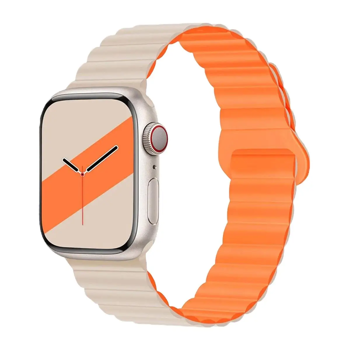 E2M APPLE WATCH 42-44-45-46-49MM KRD-06 DERİ BÜKME ÇİFT RENKLİ YILDIZ IŞIĞI KORDON