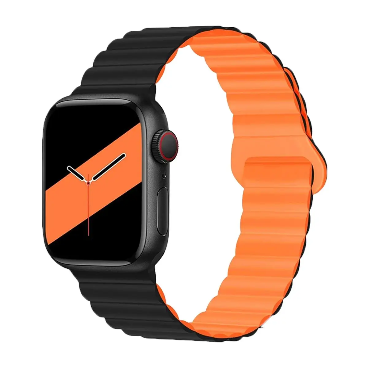 E2M APPLE WATCH 42-44-45-46-49MM KRD-06 DERİ BÜKME ÇİFT RENKLİ TURUNCU KORDON