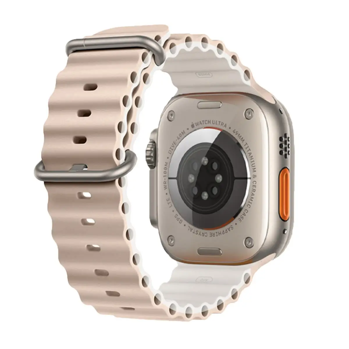 E2M APPLE WATCH 42-44-45-46-49MM KRD-28 OCEAN ÇİFT RENKLİ KREM KORDON