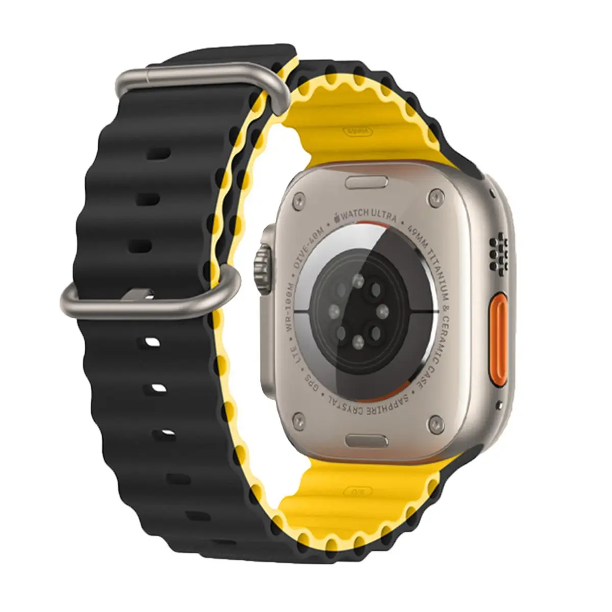 E2M APPLE WATCH 42-44-45-46-49MM KRD-28 OCEAN ÇİFT RENKLİ SARI KORDON