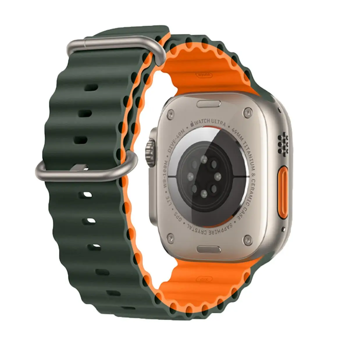 E2M APPLE WATCH 42-44-45-46-49MM KRD-28 OCEAN ÇİFT RENKLİ HAKİ KORDON