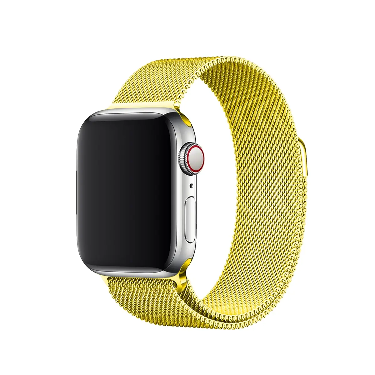 E2M Apple Watch 42-44-45-46-49mm KRD-01 Metal Hasır Sarı Kordon