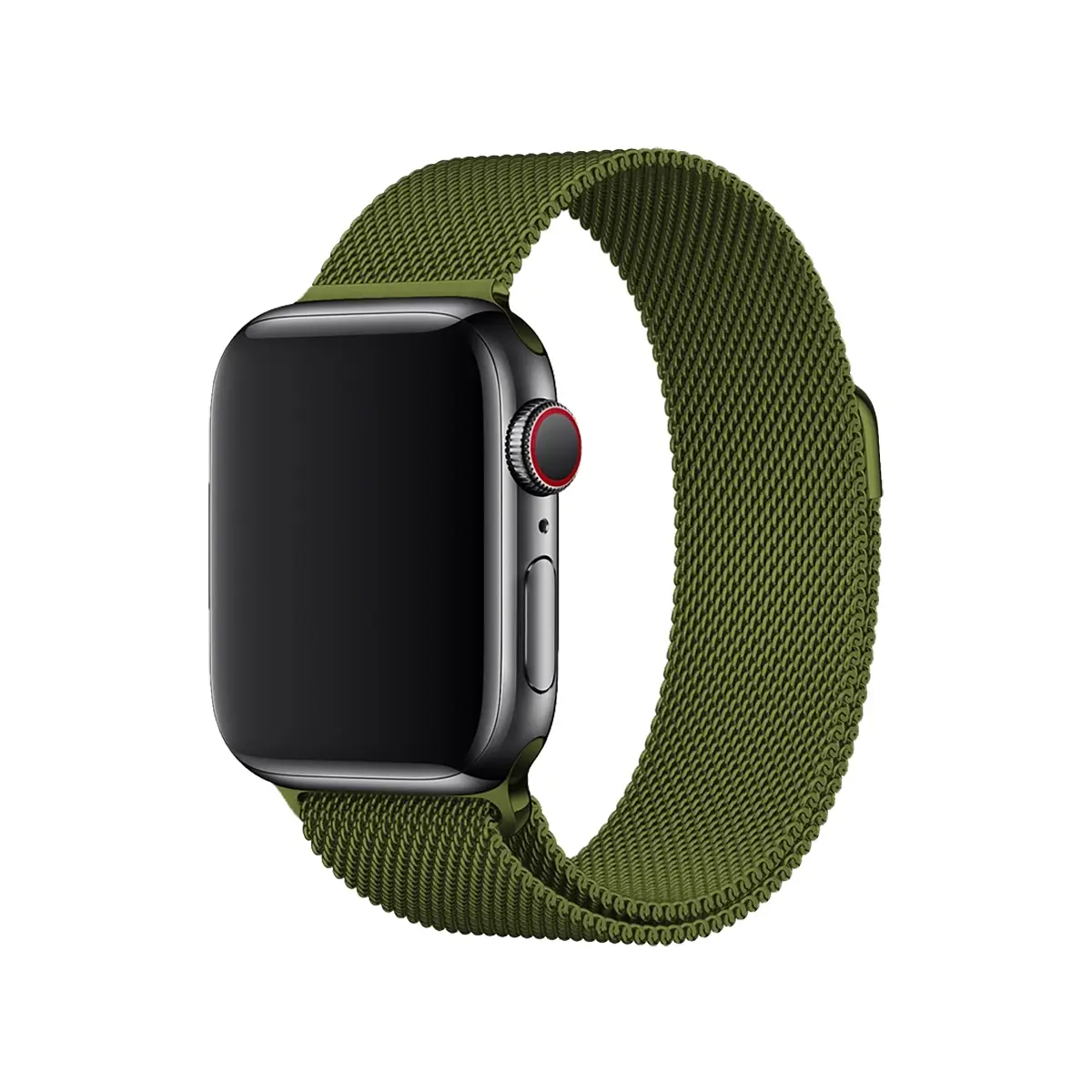 E2M Apple Watch 42-44-45-46-49mm KRD-01 Metal Hasır Yeşil Kordon