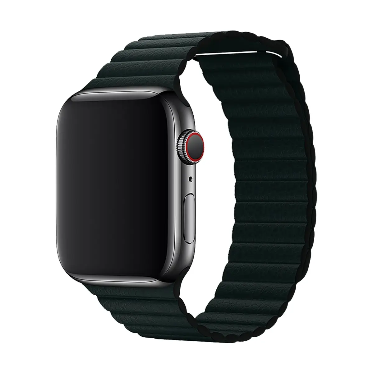 E2M Apple Watch 42-44-45-46-49mm KRD-06 Deri Bükme Koyu Yeşil Kordon