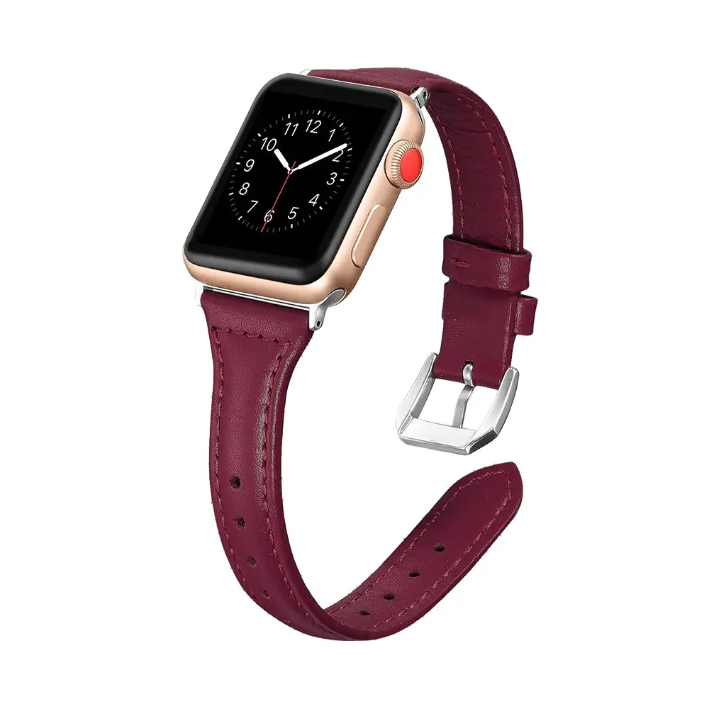 E2M Apple Watch 42-44-45-46-49mm KRD-13 Deri Bordo Kordon 