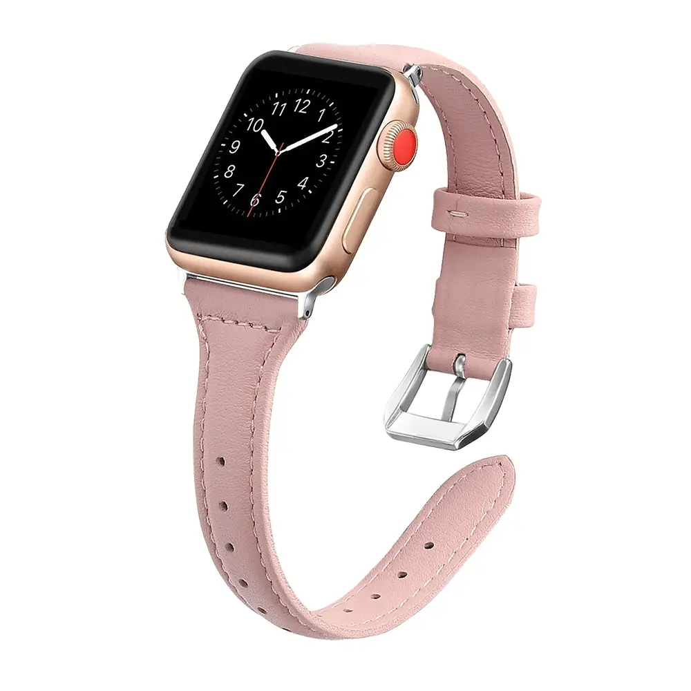 E2M Apple Watch 42-44-45-46-49mm KRD-13 Deri Pembe Kordon 