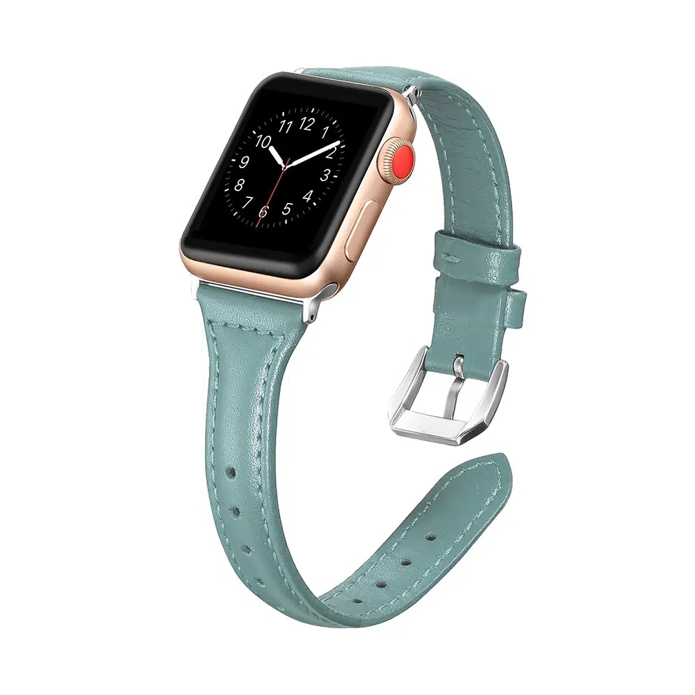 E2M Apple Watch 42-44-45-46-49mm KRD-13 Deri Turkuaz Kordon