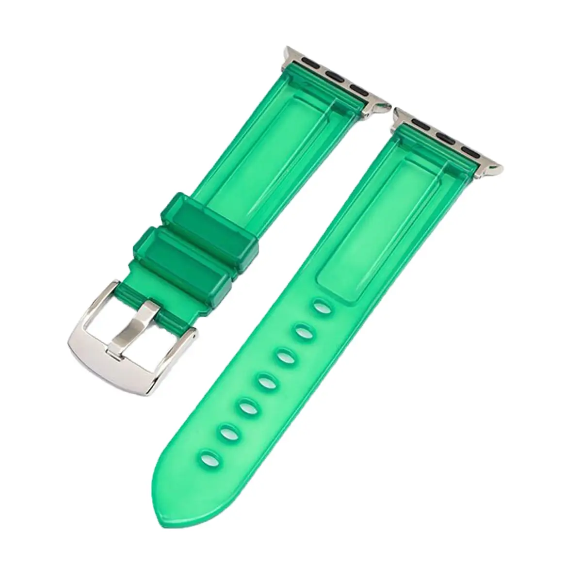 E2M Apple Watch 42-44-45-46-49mm KRD-23 Transparent Açık Yeşil Kordon