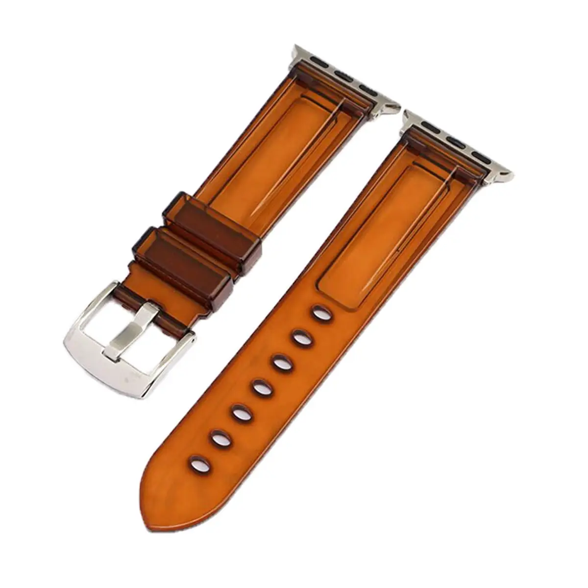 E2M Apple Watch 42-44-45-46-49mm KRD-23 Transparent Kahverengi Kordon