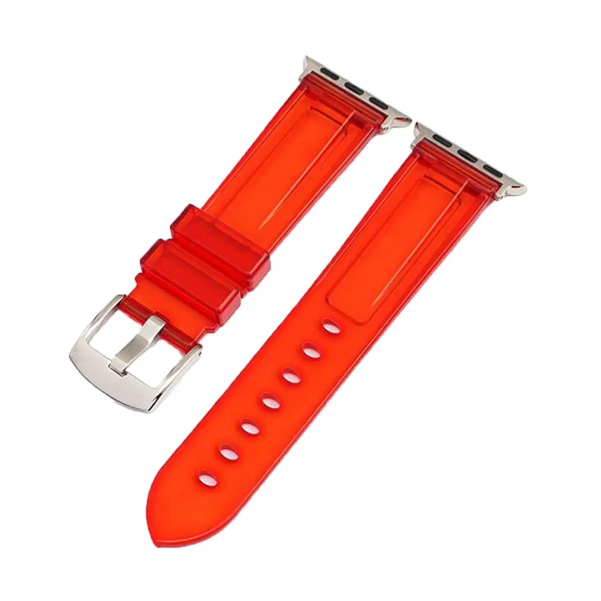 E2M Apple Watch 42-44-45-46-49mm KRD-23 Transparent Kırmızı Kordon
