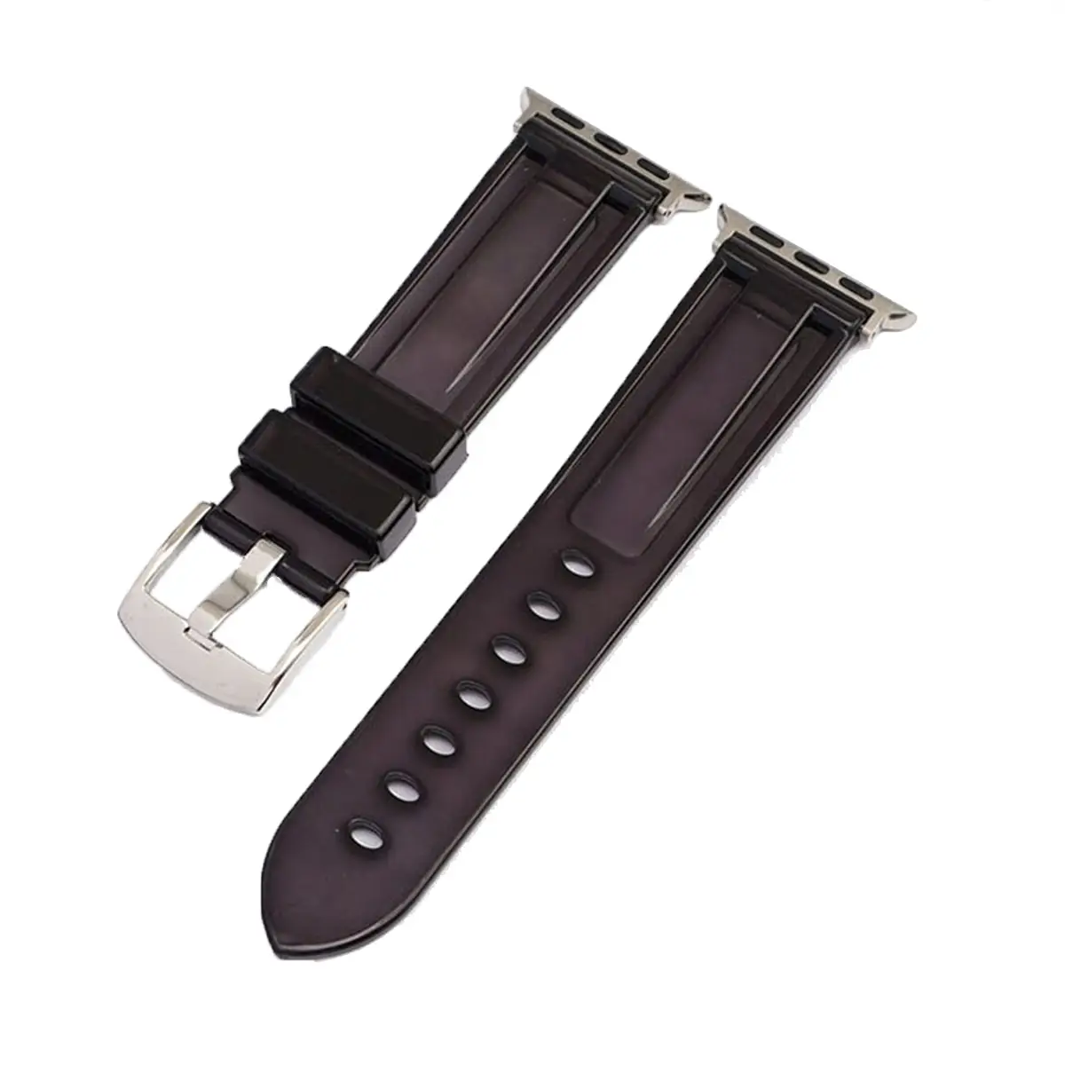 E2M Apple Watch 42-44-45-46-49mm KRD-23 Transparent Siyah Kordon
