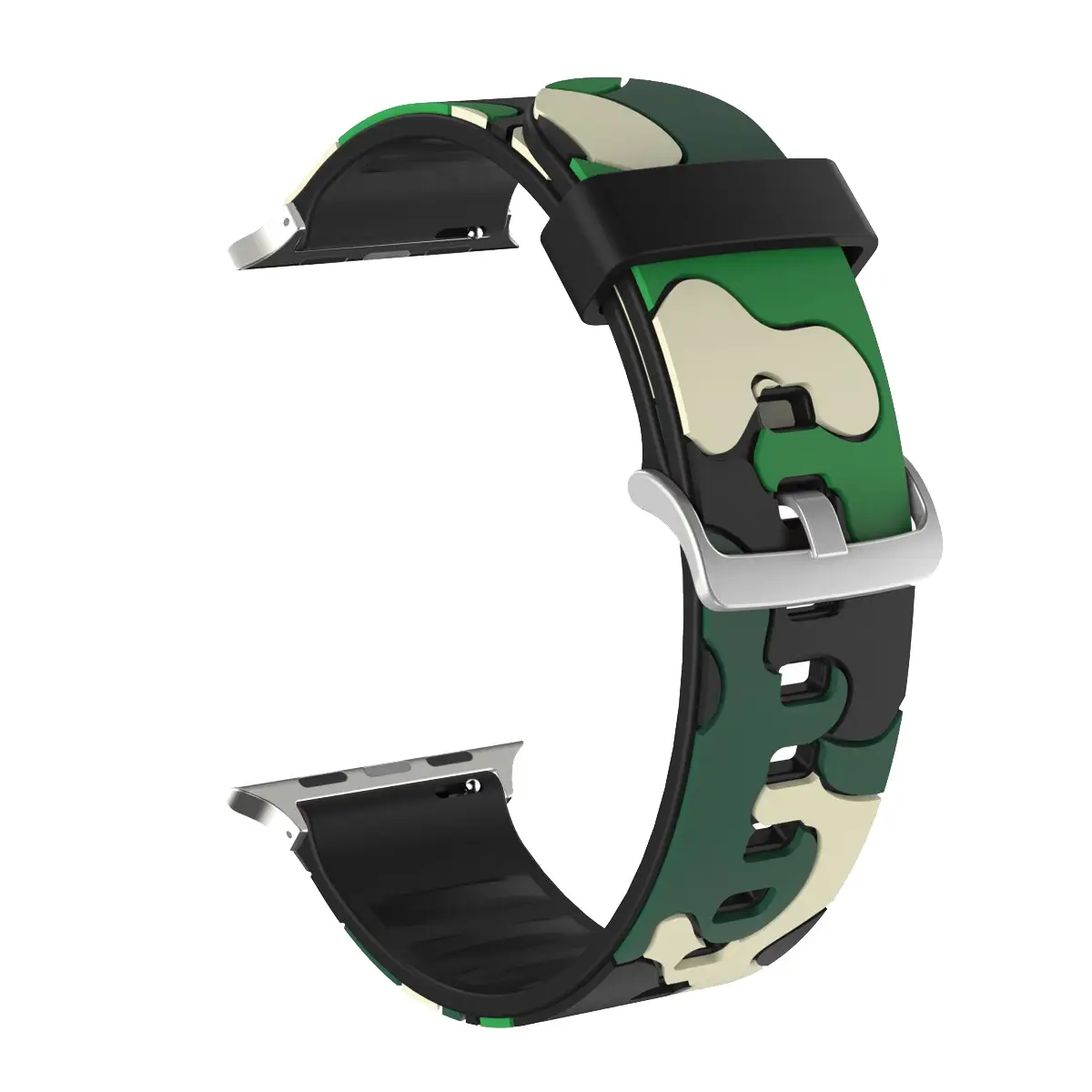 E2M Apple Watch 42-44-45-46-49mm KRD-24 Kamuflaj Yeşil Kordon