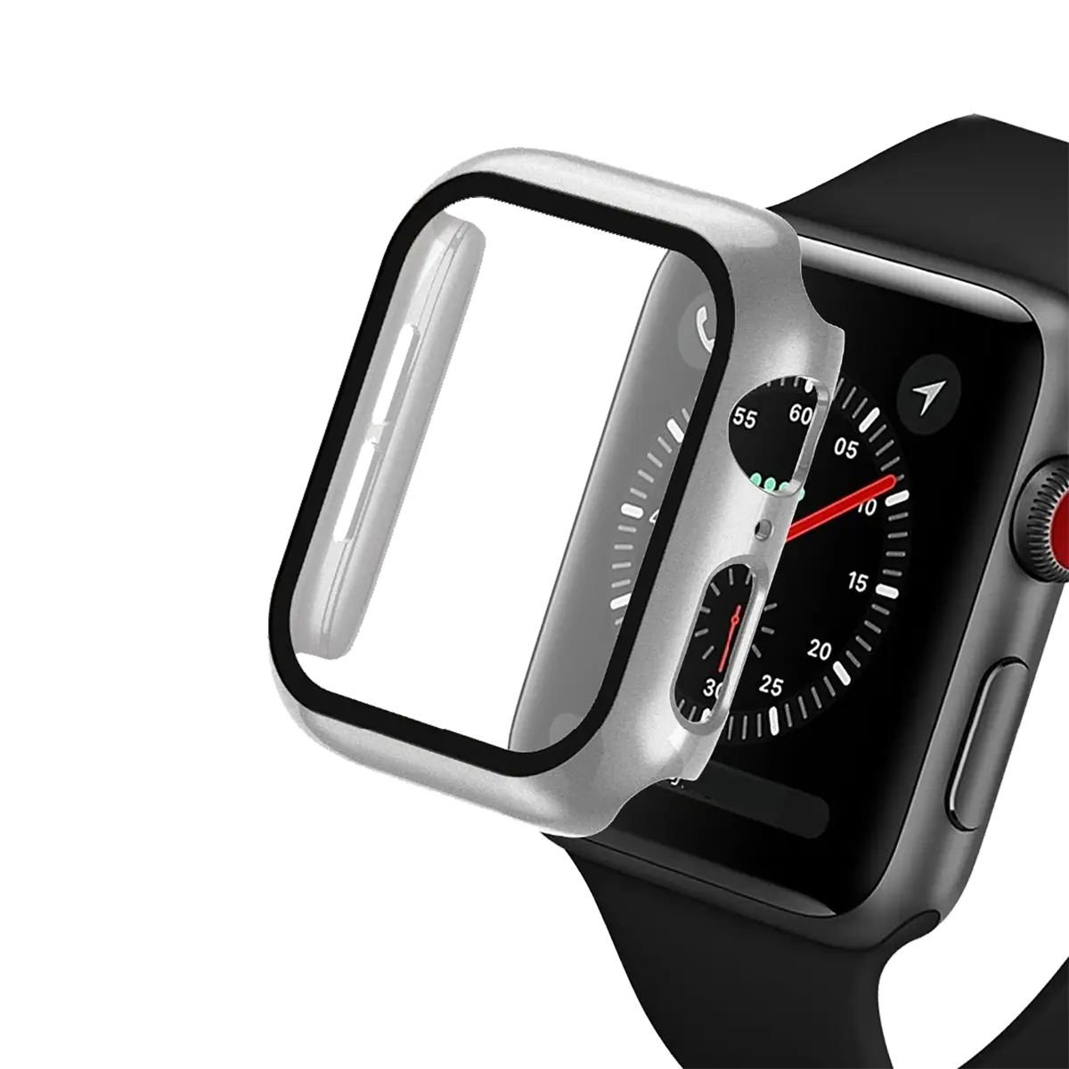 E2M Apple Watch 44 mm Kasa ve Ekran Koruyucu Gümüş