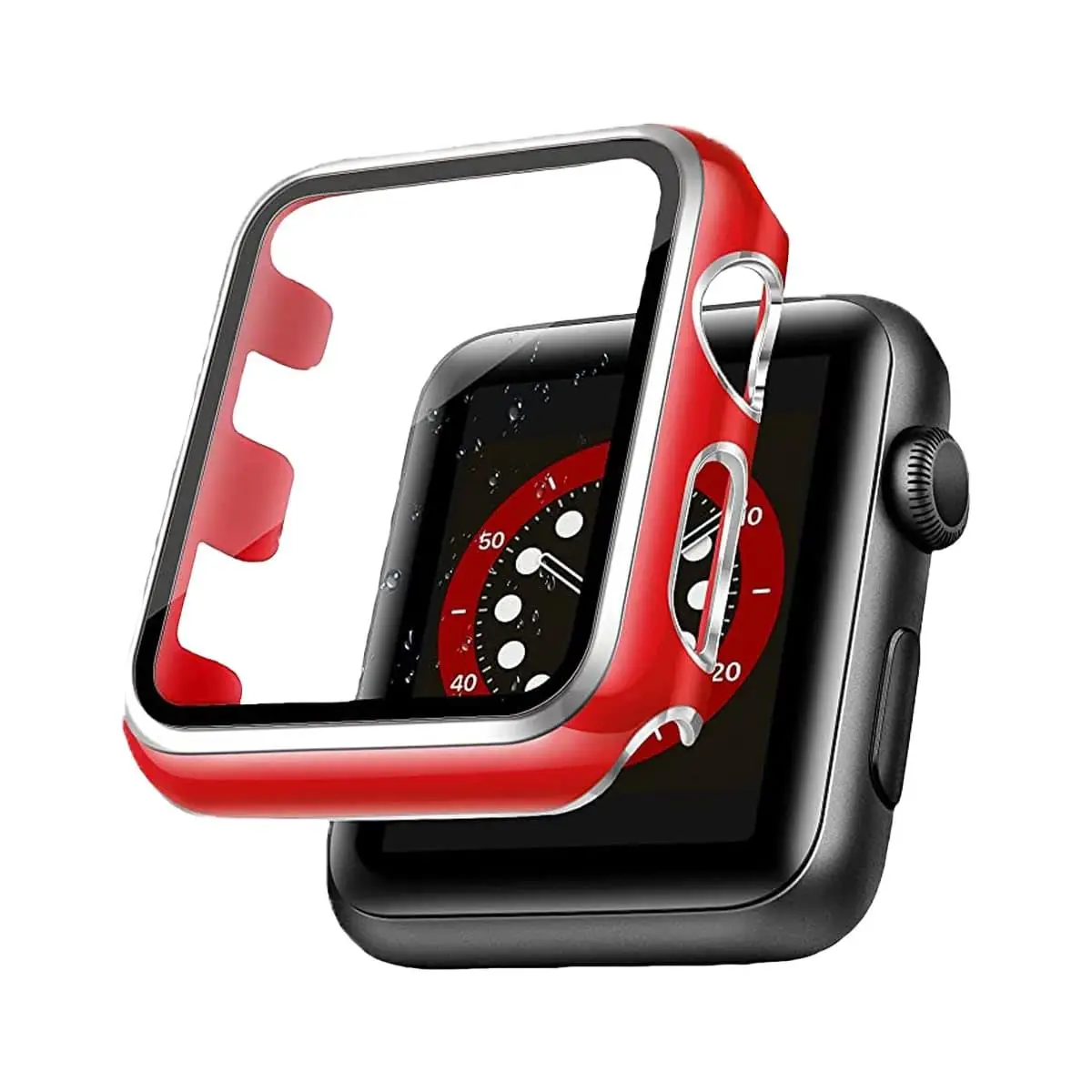 BİNANO APPLE WATCH 45MM STAR KASA VE EKRAN KORUYUCU KIRMIZI
