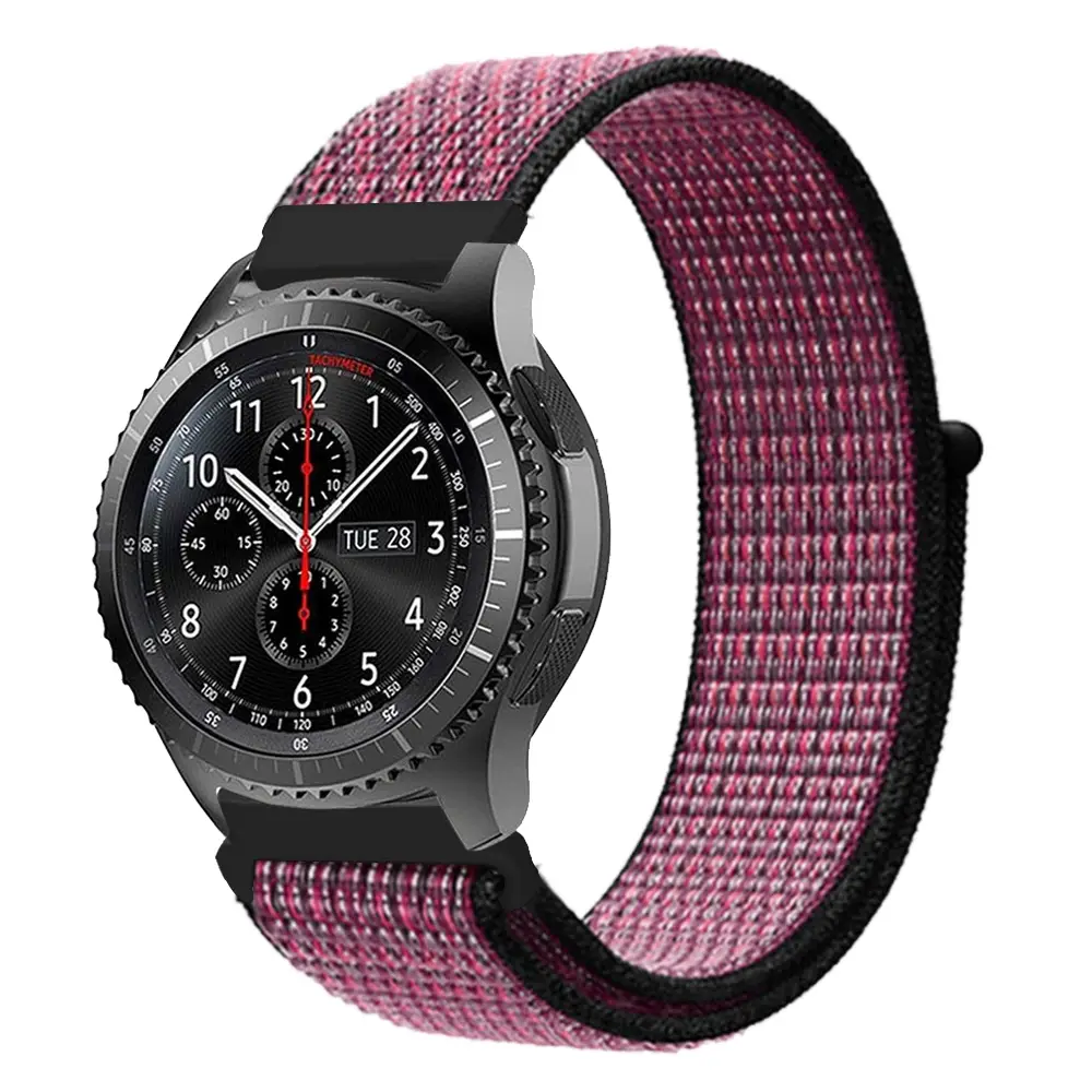 E2M Huawei Watch 20mm KRD-03 Hasır Bordo Kordon 
