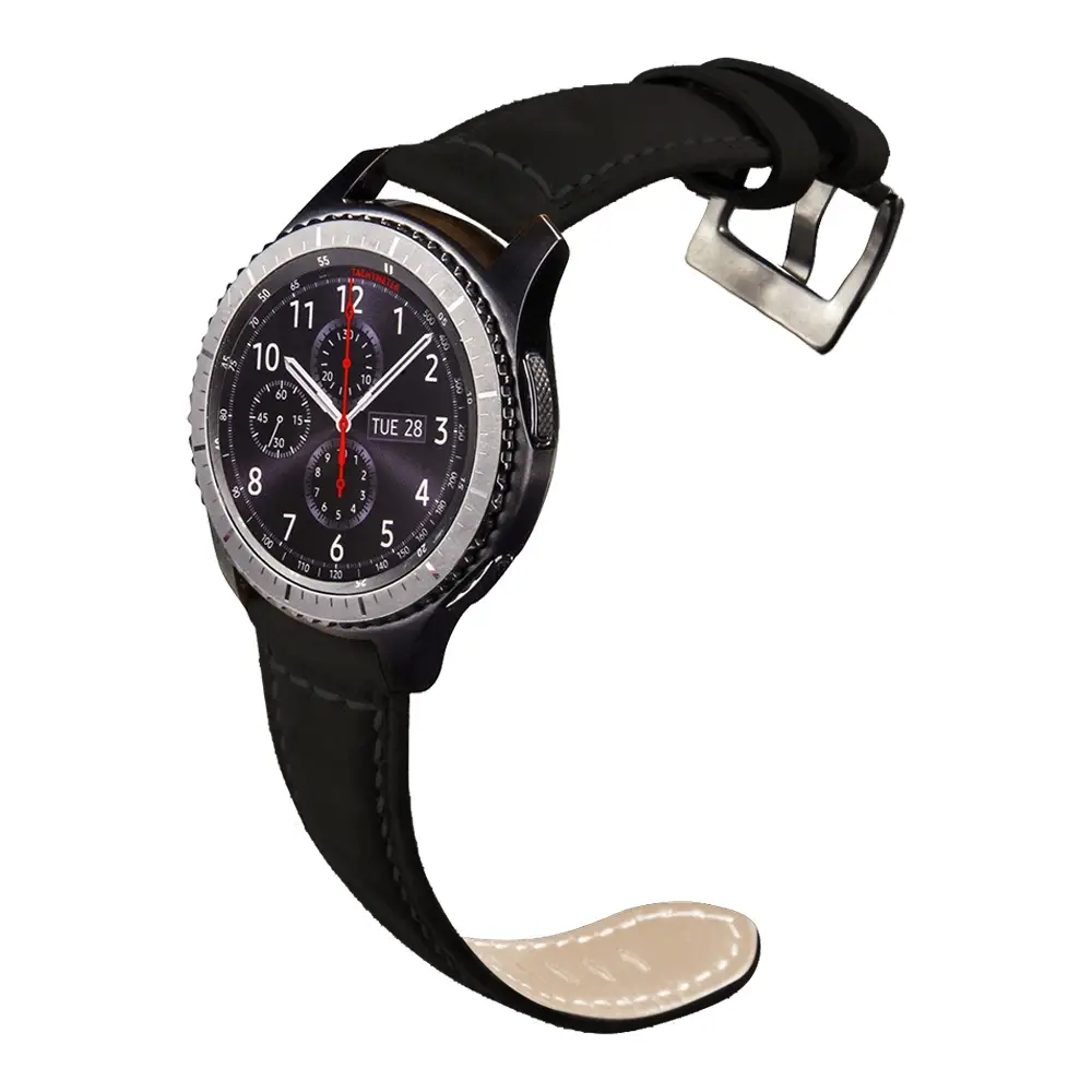 E2M Huawei Watch 22mm KRD-21 Süet Siyah Kordon 